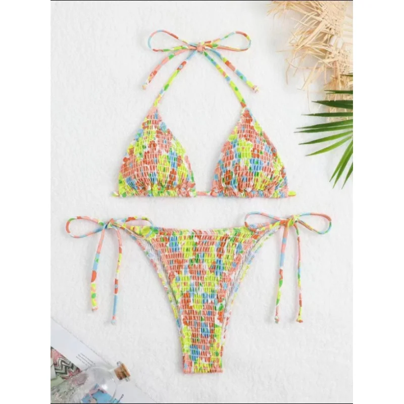 

Hot Selling Swimsuit Women Sexy Bikini Printed Tie Two-Piece Beach Vacation Swimwear