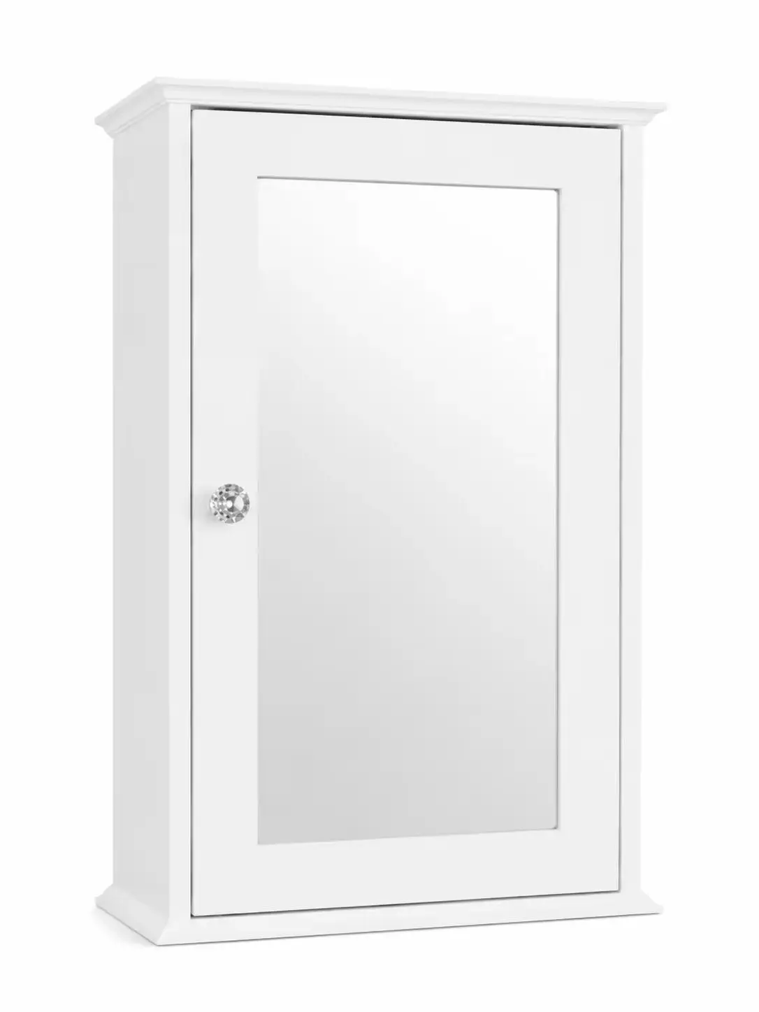 Mirrored Medicine Cabinet, Wall Mount Bathroom Organizer with 2 Adjustable Shelves and Locking Door, Compact Storage, White