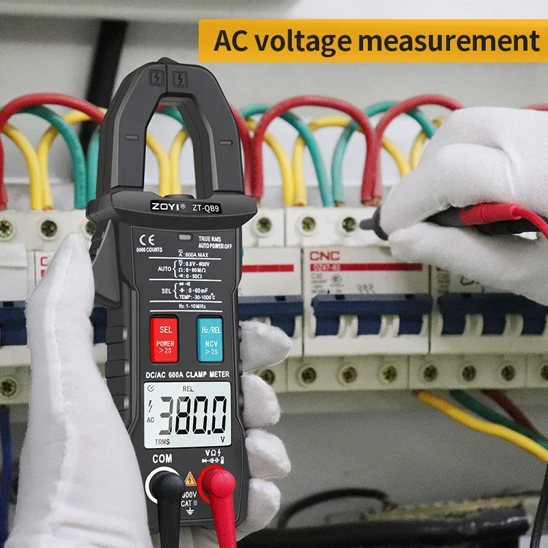 ZOYI Digital Clamp Meter ZT-QB9 AC/DC 600A Current Voltage Ohm capacitance TEMP Auto Range 6000 Count Professional clamp ammeter