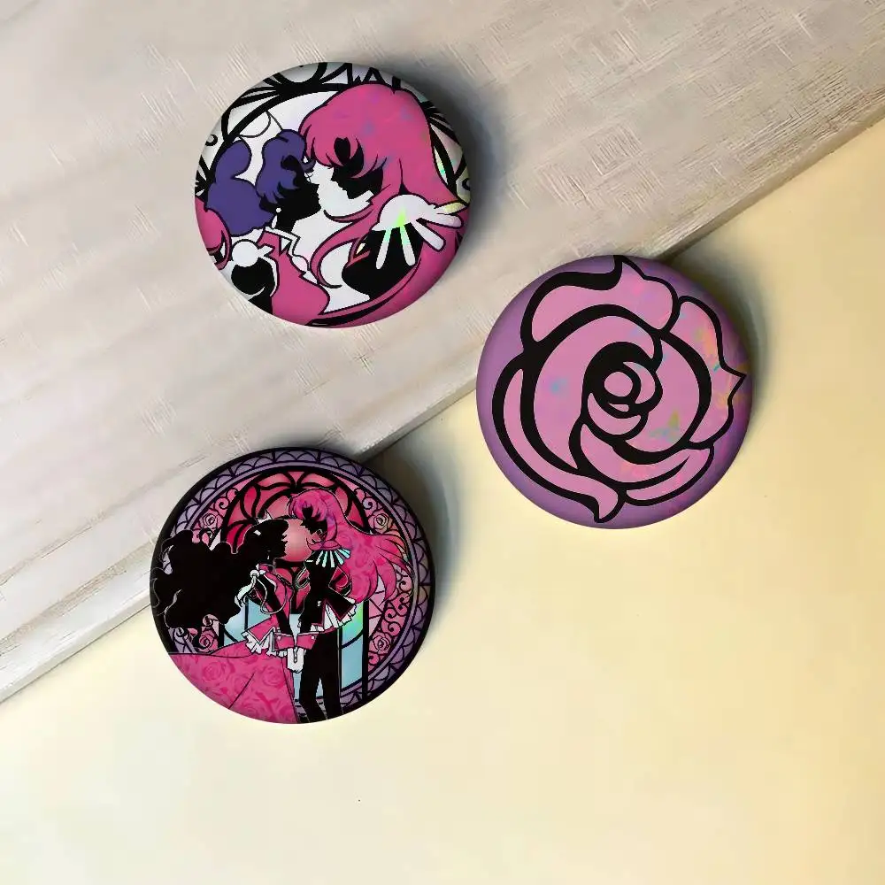 Anime Revolutionary Girl Utena  Creative Pins Funny Round Snap-in Brooch Badge Backpack Hat Accessories Jewelry Gifts for Friend