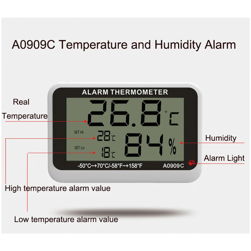 Digital LCD Kitchen Refrigerator Freezer Household Thermometer With Magnet Min Max Temperature Humidity Alarm Hyprometer