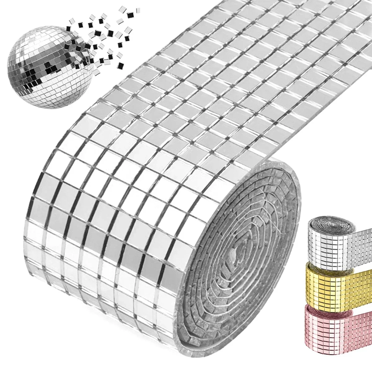 Autocollants de carreaux de mosaïque auto-adhésifs, carreaux Disco 5x5mm, carreaux de mosaïque de miroir carré pour la décoration intérieure, Collage d'art DIY