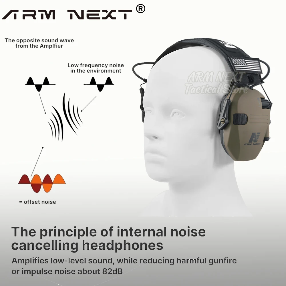 Imagem -04 - Arm Próximo Tático Anti-ruído Fone de Ouvido para Caça Tiro Earmuffs Redução de Ruído Protetor Auditivo Eletrônico para Faixa de Arma