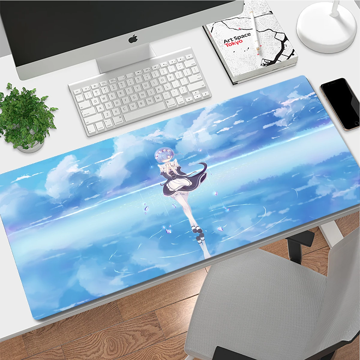 

Anime Re Zero Rem Large Gaming Mouse Pad Anti-Slip Desk Mat Blue Gamer Computer Keyboard Pad 3mm Thick Mousepad