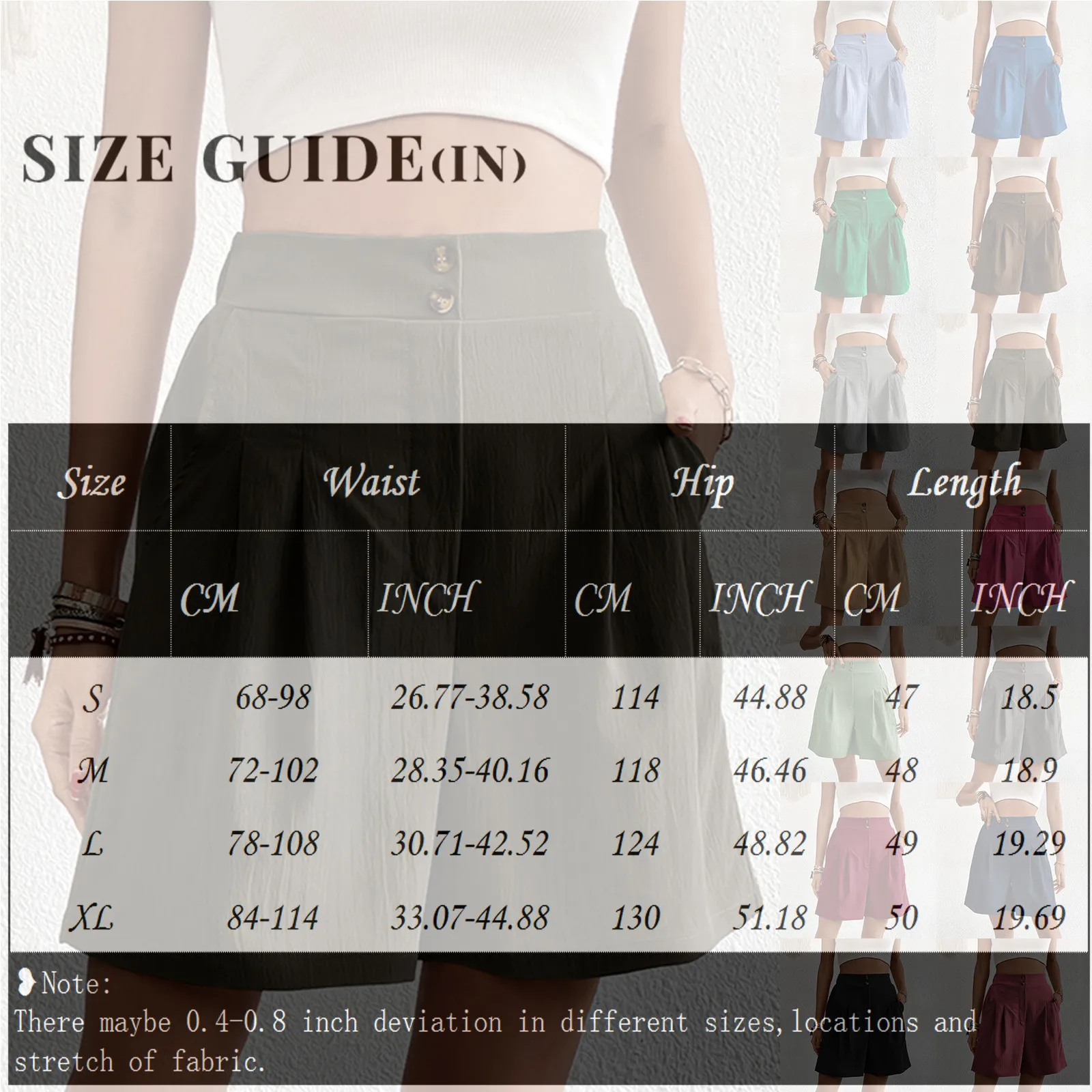 กางเกงขาสั้นลำลองขาสั้นเอวสูงมีกระเป๋า, กางเกงขาสั้นแฟชั่นหลวม2024ฤดูร้อน