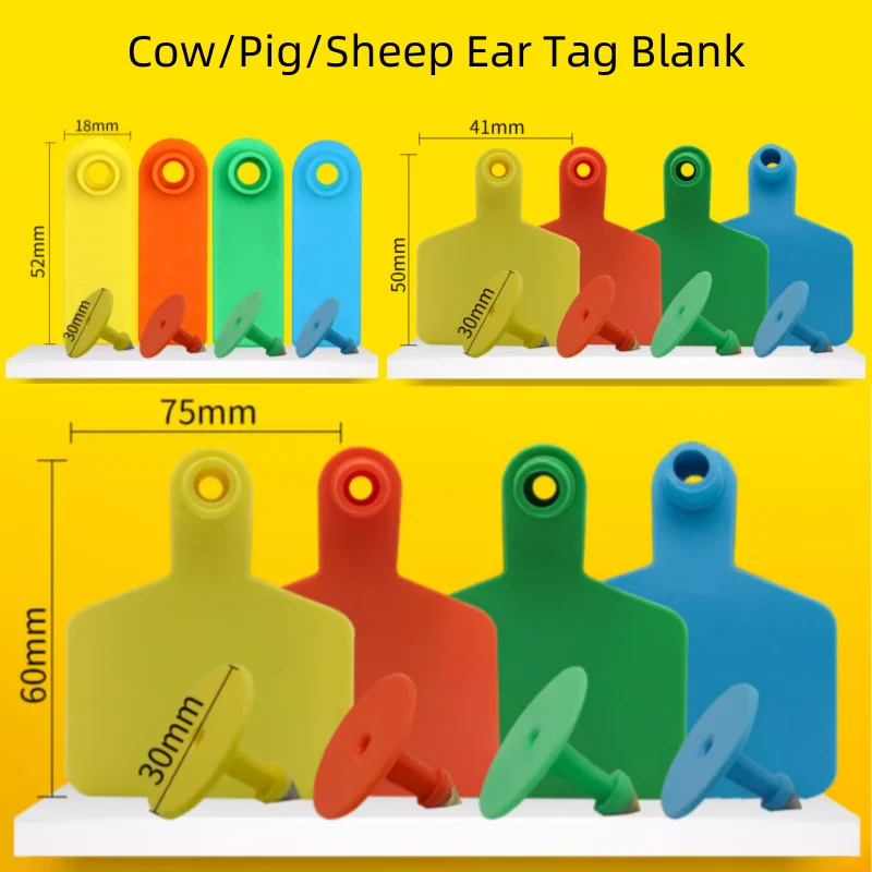 20 PCS Cow Pig Sheep Ear Tags Sign Blank Head Earrings Farm Animal Identification Card TPU High Quality Copper Nail