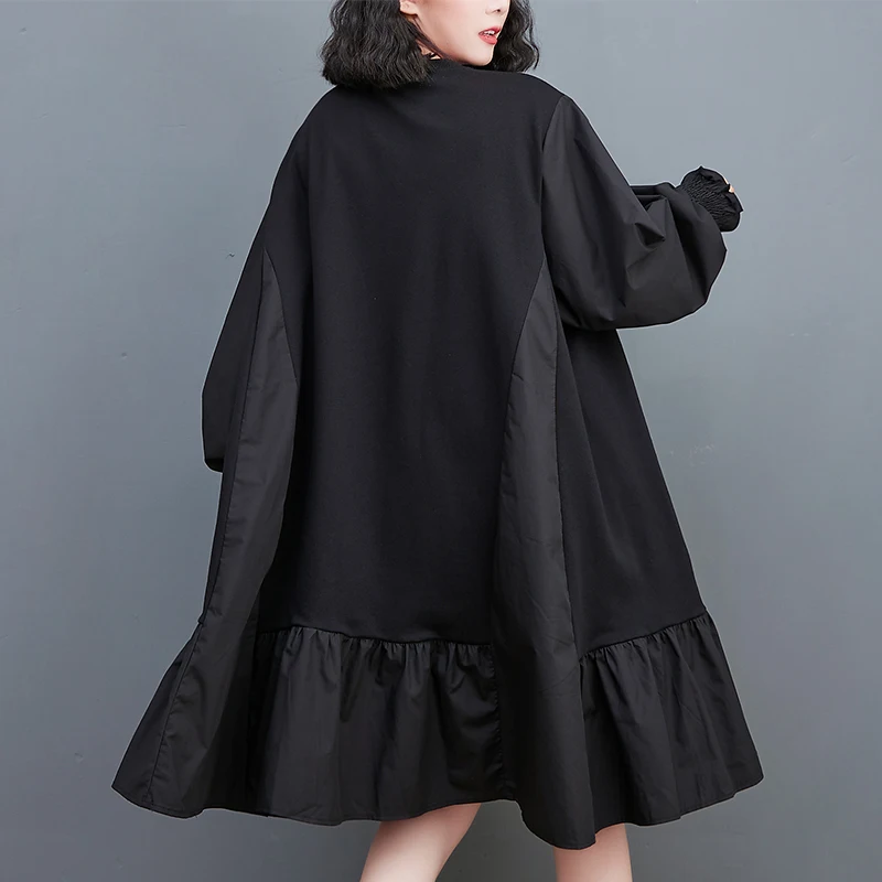 فستان نسائي من TANNT موضة ربيع خريف 2025 جديد كل مباراة برقبة دائرية وأكمام واسعة مرقع فساتين فضفاضة غير رسمية على شكل حرف a للنساء #4