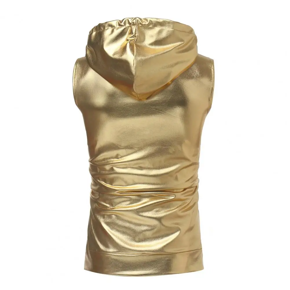 

Универсальный мужской жилет, мужской жилет без рукавов с капюшоном и застежкой-молнией на талии, уличный жилет с карманами, блестящий