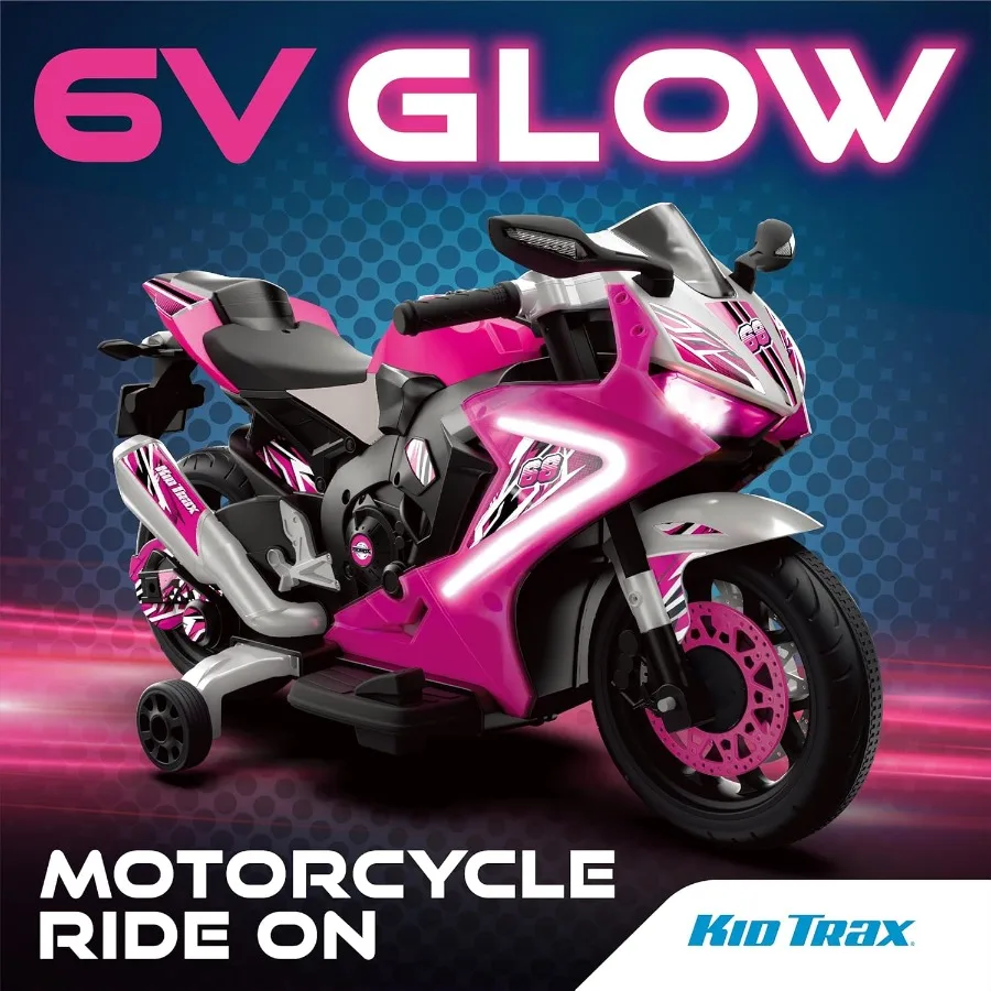 6V Glow elektrische peuter kindermotorfiets - peuterfiets, binnen-/buitenspeelgoed, duurzaam, LED-koplampen en lichaamslicht, realistc S
