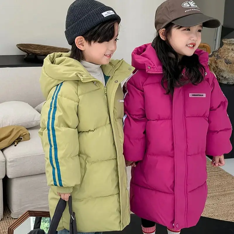 

Winter Warm Thicken Children's Padded Coat Kids Clothes Hooded Long Parkas Coat Outerwear For Casual Jacket Outdoor Snowsuits
