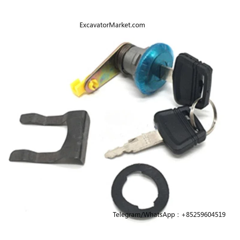 For HITACHI EX60-5/EX120-5/EX200-5 Cab door lock assembly outer handle/lock block/lock core  excavator accessories