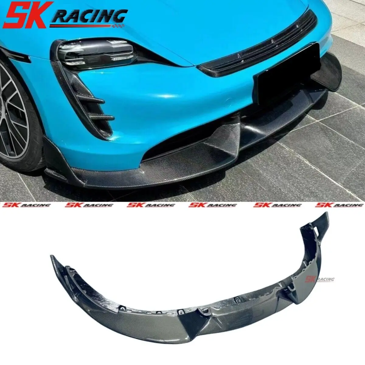 

Fits Porsche Taycan Carbon Fiber Front Lip Bumper Diffuser Splitter Body Kits Car Accessoires