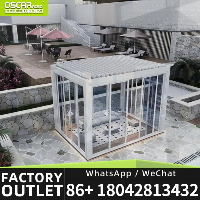 Aluminum Louvre Roof Outdoor Cover for Pergola in Garden Patio Balcony pergola