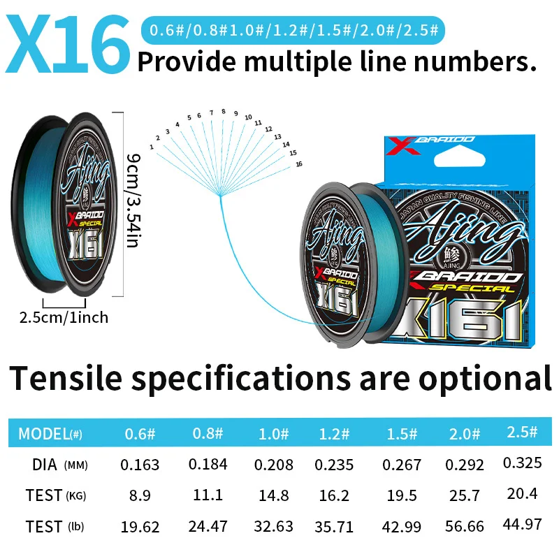 

x161 super durable braided line, 200 meters, suitable for long-distance fishing, both saltwater and freshwater.