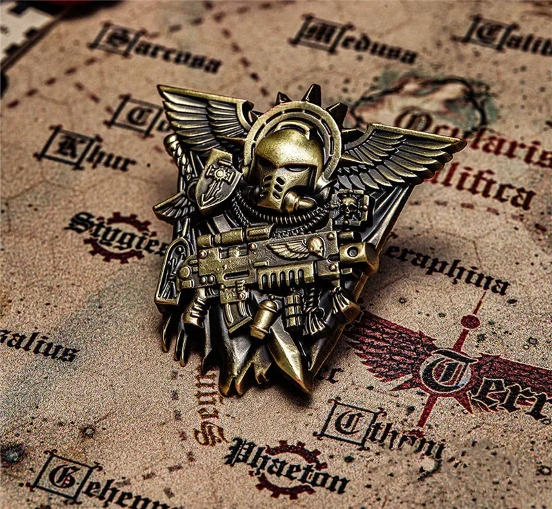 Retro Space Warrior Motorcycle Jacket Brooch Pins Space Marine Medallion Pin Badge  Clothes Bag Decoration