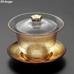 230ml Sancai Glass Gaiwan Thickened Glass Large Capacity Tea Bowl Scald Proof Kungfu Tea Cup Handmade High-end Tea Cup Gifts