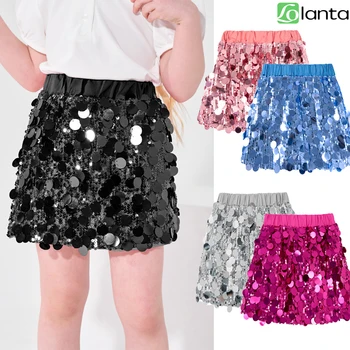 LOlanta Girls Sequin Skirt Sparkly Toddler Kids Mini Glitter Skirt Elastic Waist Party Pencil Skirt 3-11Years