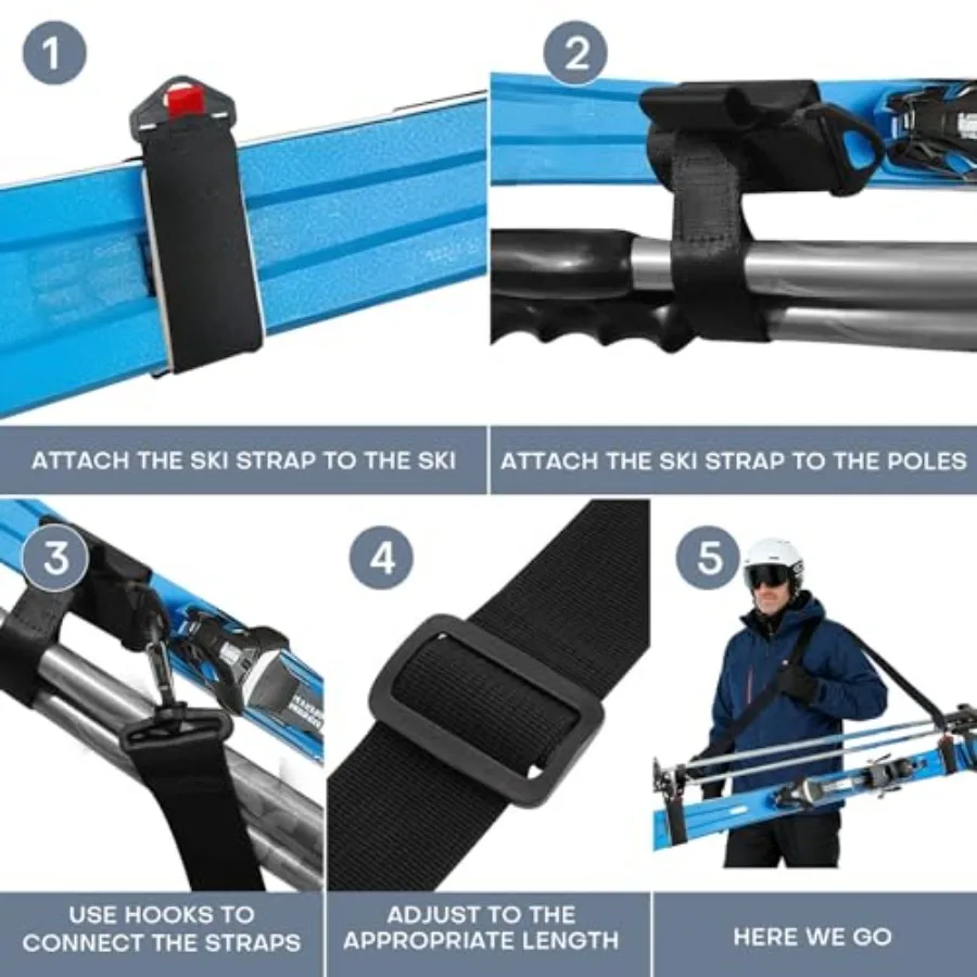 حزام التزلج وحامل القطب 2 حزمة أشرطة حاملة التزلج أقطاب وأشرطة التزلج التمهيد تجنب النضال ونقل جهد Y