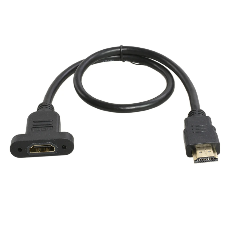 Cable de extensión 4K HDMI 2,0, 19+1 núcleos chapado en oro con orificio para tornillo, cable trenzado macho a hembra para transmisión de señal estable