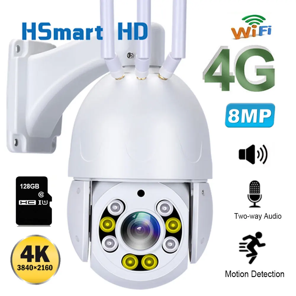 Humanoid Auto Tracking Outdoor 4G Wireless 4K 8MP 36x zoom Auto Focus Wifi PTZ IP CCTV Camera Color IR Two Way Audio Camhi APP