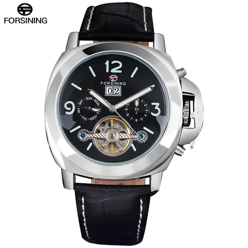 Fashion Forsining Top Brand Classic Mens Watches Tourbillion Genuine Leather Luxury Automatic Mechanical Men Watch