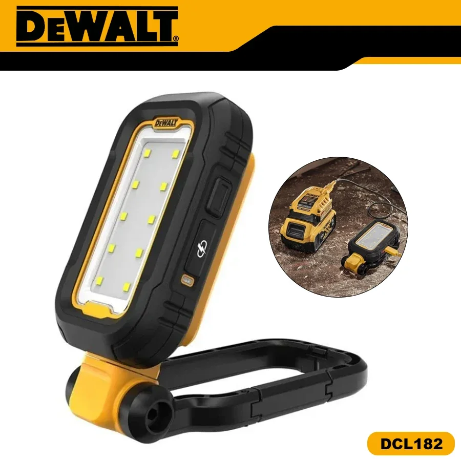 

DEWALT DCL182 Rechargeable LED Light Powerful and Compact Work Light with Magentic Handle USB-C Recharge