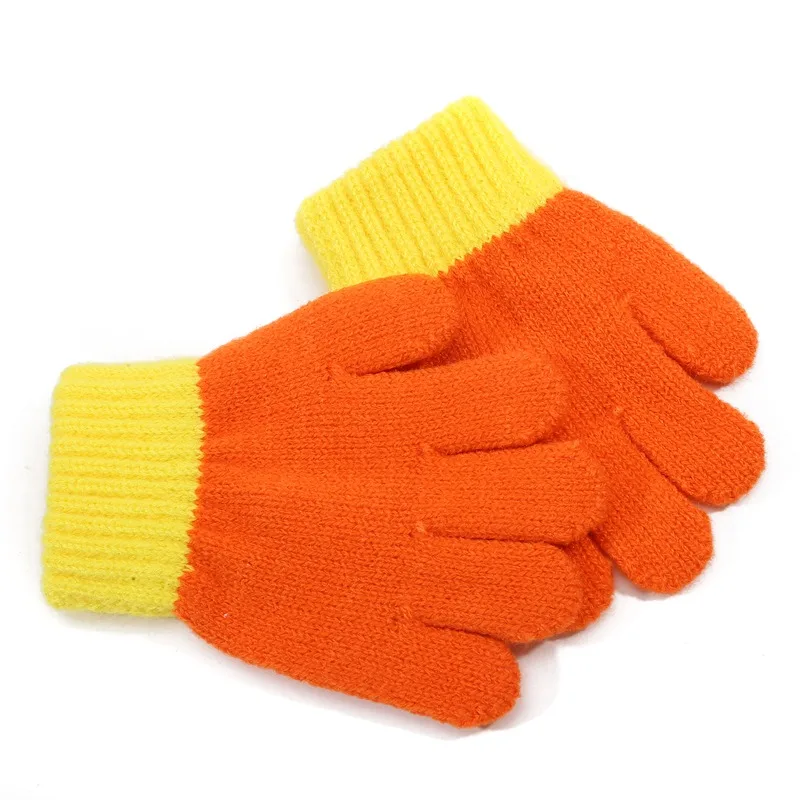 Children Kids Winter Gloves Colorblock Full Finger Warm Knitted Gloves Solid  Blends Soft Fashion Attractive Glove