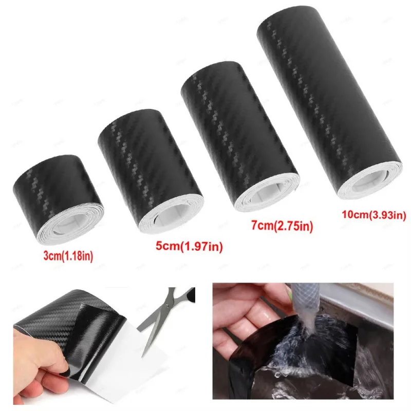 

1/2/4Pcs Car Carbon Fiber Sticker DIY Paste Protector Strip Auto Door Sill Side Mirror Anti Scratch Tape Black Waterproof Film