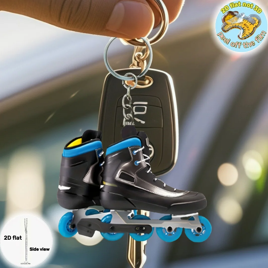 Roller Skate Pendant Keychain,Sports Themed 2D Flat Acrylic Ornament Charms,Hanging Decoration for Car,Bags,Festive,Party,Gift