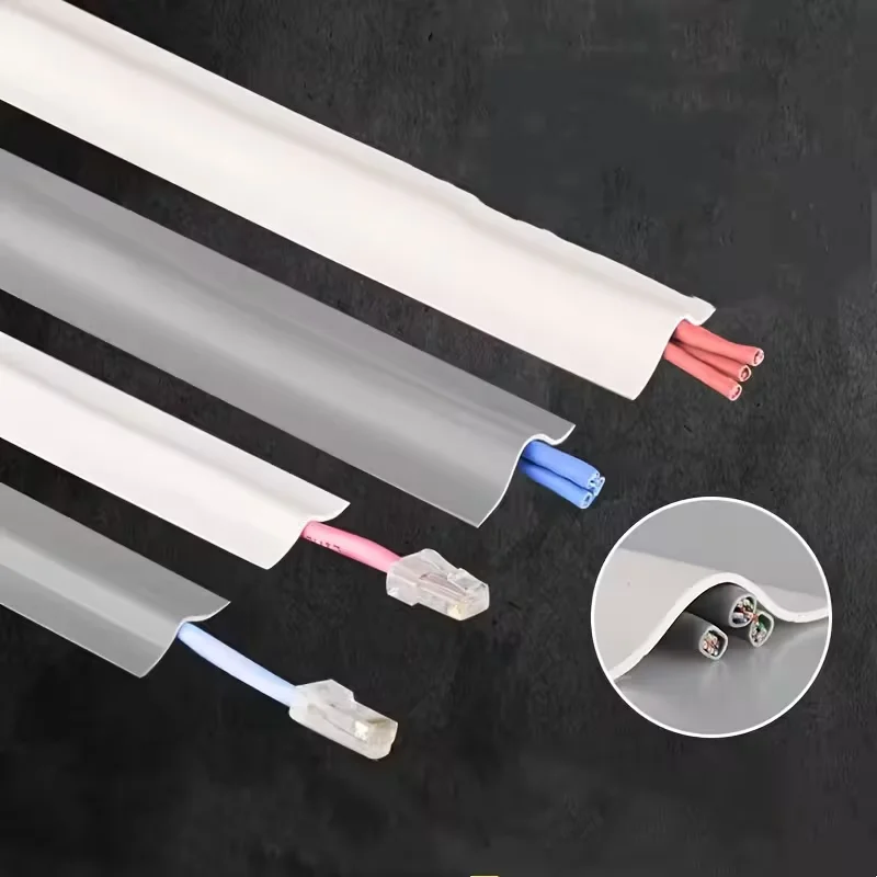 Cable Concealment Tape, Easy Stick to Hide Messy Wires on Floors & Corners, Flexible Bendable Wall Wire Cover, White Matte