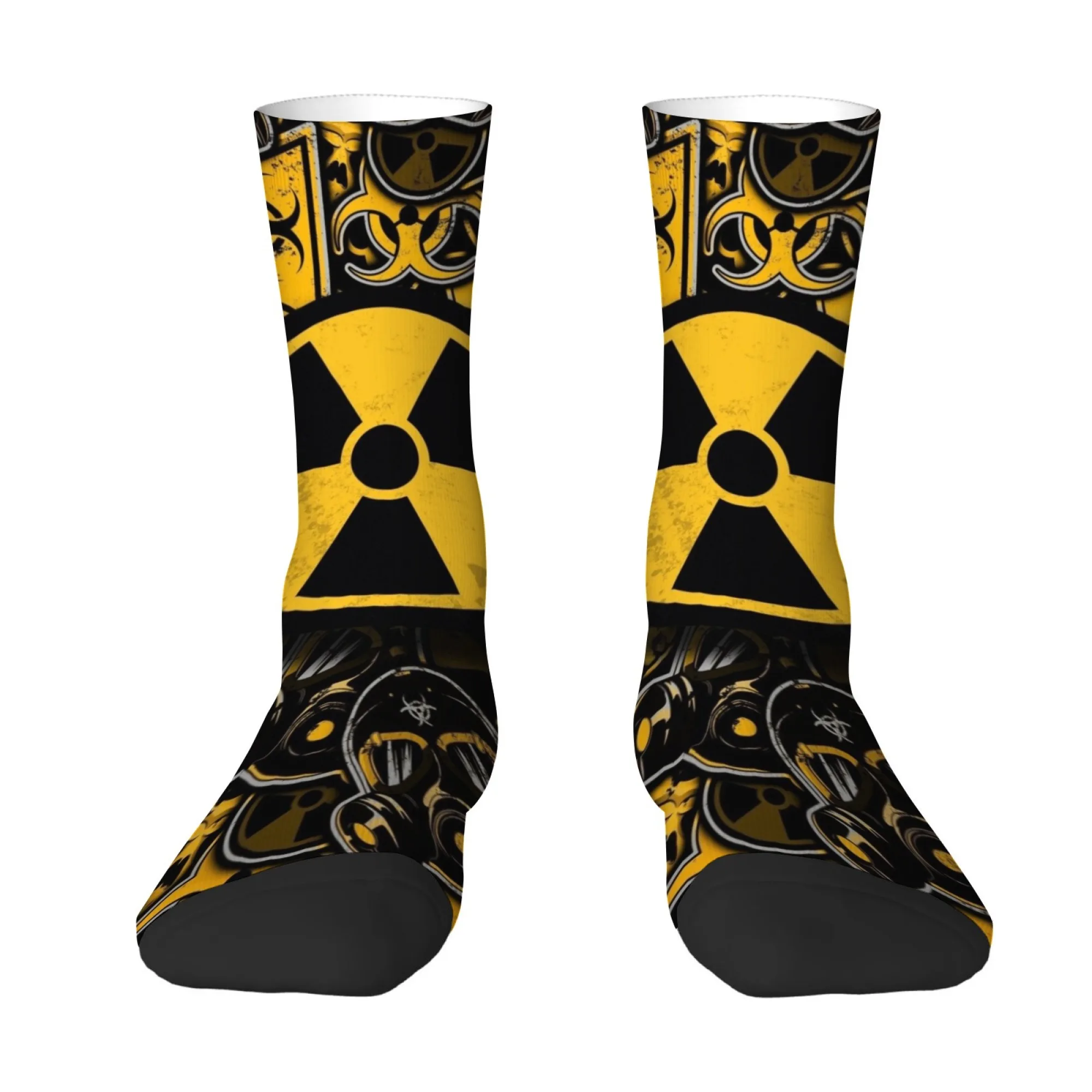 Radiation Printed Socks Slim Fit Durable Lightweight Men's Socks Cycling Hiking Music Festival Novel Punk Compression Socks