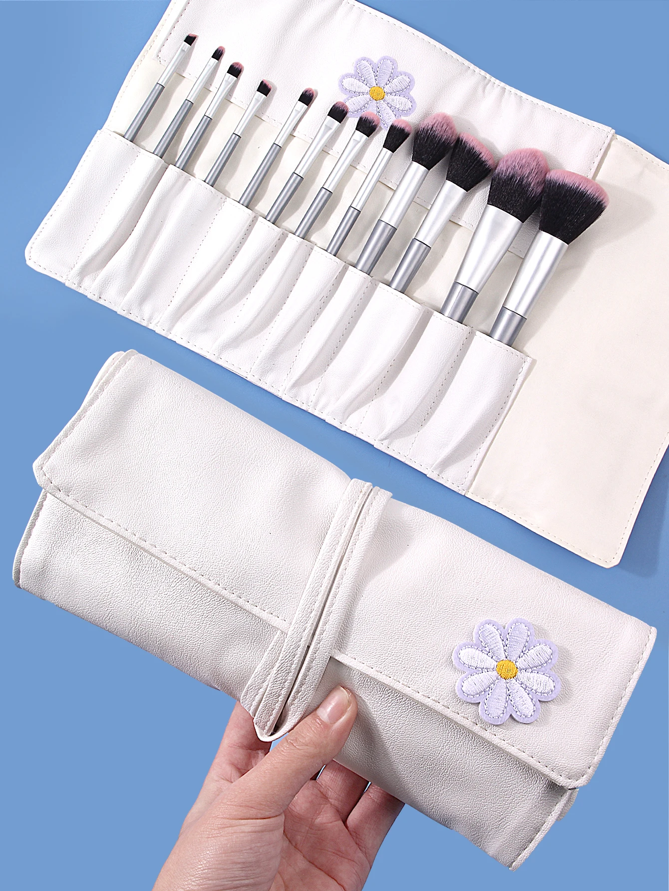 プロのメイクアップブラシセット,防水ヘッドバンドとリストバンド,パウダーパフ収納バッグを含む12のメイクアップツール,ハイエンド,20個