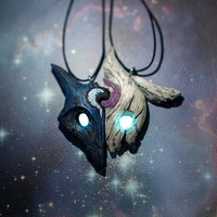 Two-Color Pendant Necklace Sheep Wolf Head Couple Party Necklace Game Personality Black And White Stitching Family Animal Mask