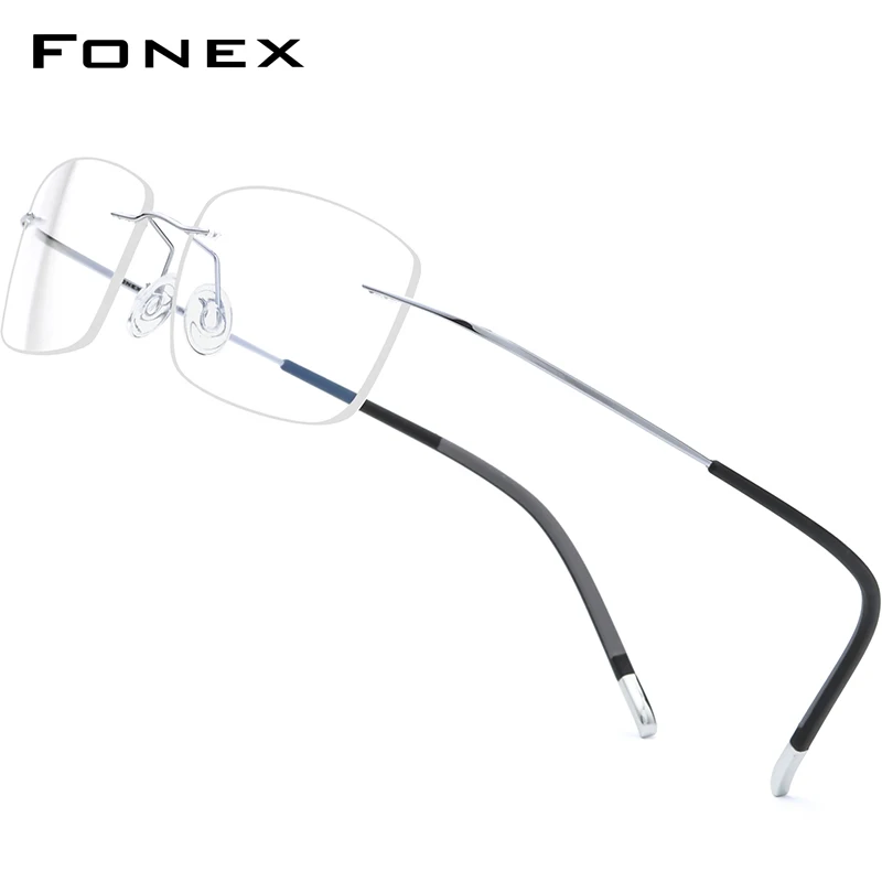 

FONEX Rimless Titanium Eyeglasses Frame Men 2021 New Frameless Glasses Women Eyewear 9203