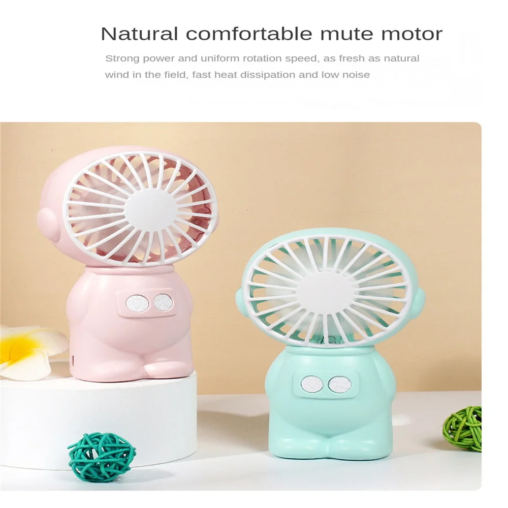 Hand Fan Silent Usb Rechargeable Convenient Colored Light Portable Fan Night Light Small Fan Polychromatic Durable Desktop Fan