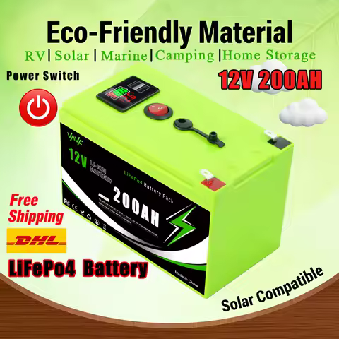 Reliable🍉Lithium🍇Battery 12V 200Ah LiFePO4 Battery with Comprehensive BMS Protection for Solar Battery Van Life and Sailboats