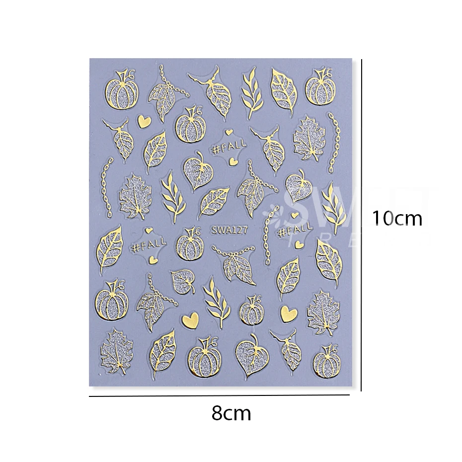 2 stuks glitter pompoen nail art stickers herfst glanzende herfstbladeren ontwerpen 3D zelfklevende nagelstickers DIY manicure decoratie