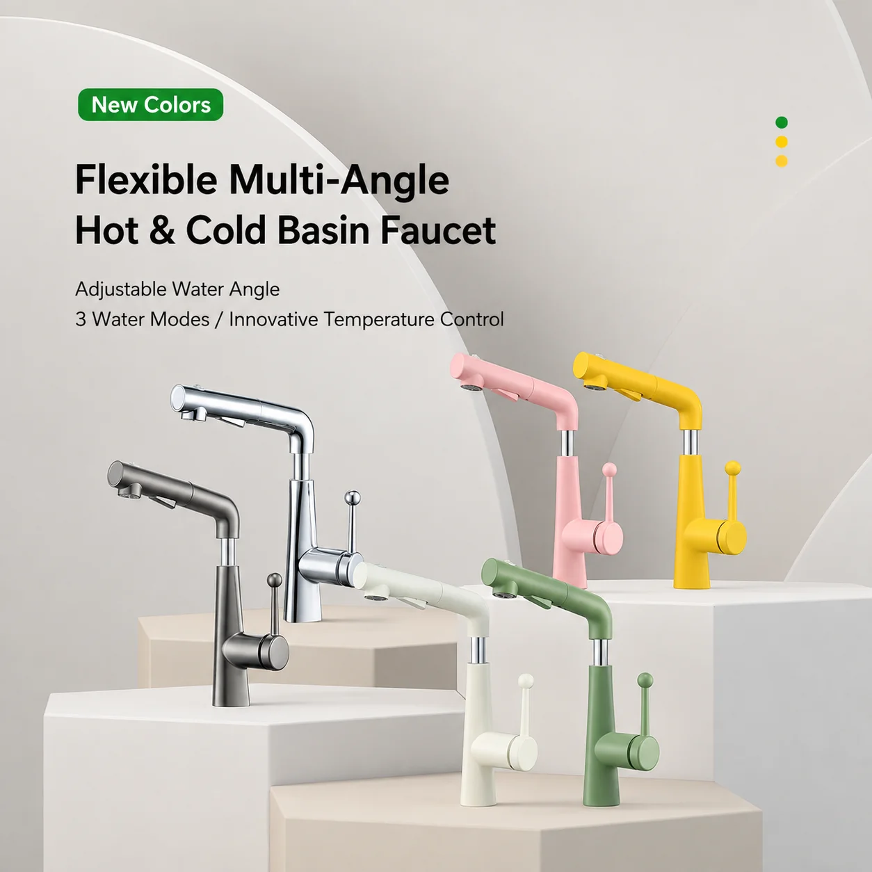 Height Adjustable Pull Out Basin Faucet 3 Modes Upward Fountain Spray Hot Cold Bathroom Sink Mixer Crane