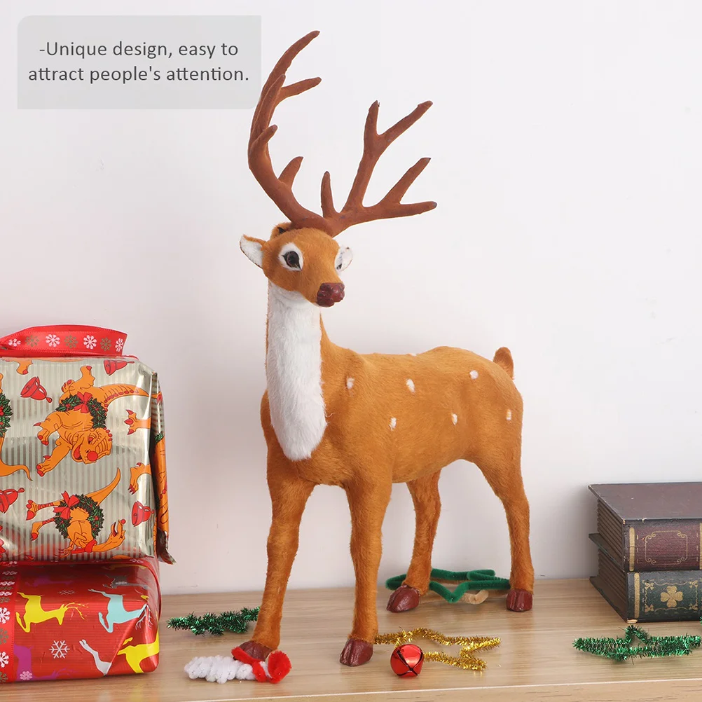 

2 pcs Simulated Christmas Deer Decor For Home Garden Party Xmas Elk Ornament Christmas Decoration Holiday Accessory
