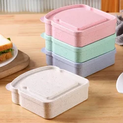 Toast Shaped Portable Lunch Box Sandwich Plastics Bento Box with Lid Student Office School Outdoor Lunch Box Food Container