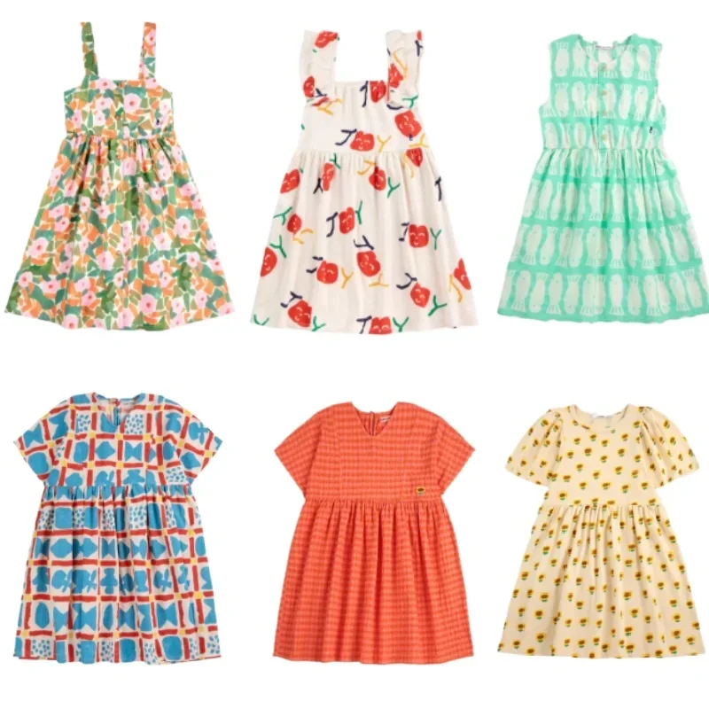 

Girls Dress 2025 Summer New Printing Fashion Korean Version Of The Children's Dress Cotton Pink Sweet And Cute Princess Skirt