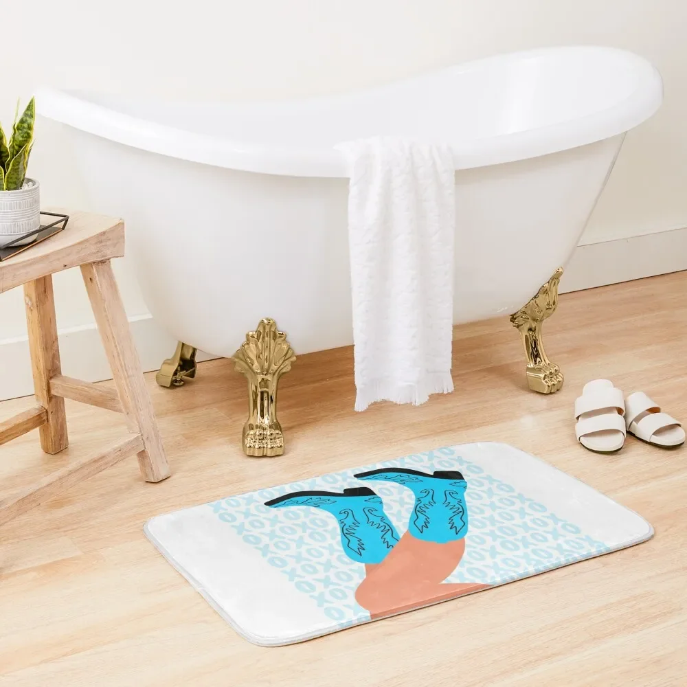 XOXO Blue Cowboy Boots Bath Mat Entrance Carpet Bath Rugs For Bathroom Bathroom Rugs Mat