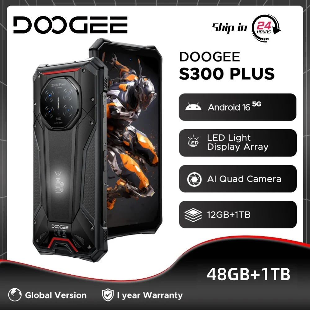 Global Version DOOGEE S300 Plus Rugged Phone 48GB+1TB Dimensity 8300