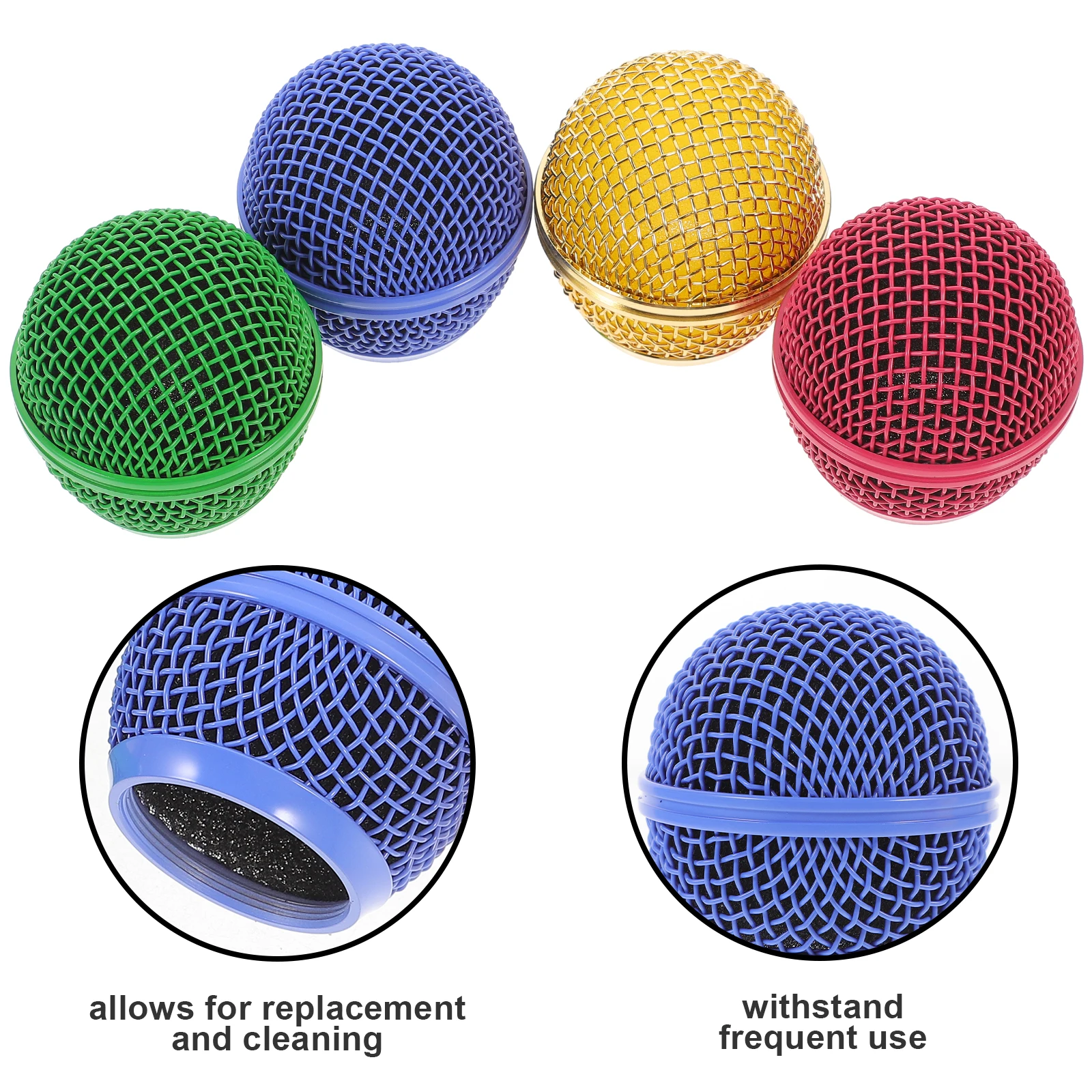 

4pcs Microphone Grille Head Replacement Metal Mesh Cover Wired Wireless Mic Durable Easy Install Fits Preferences
