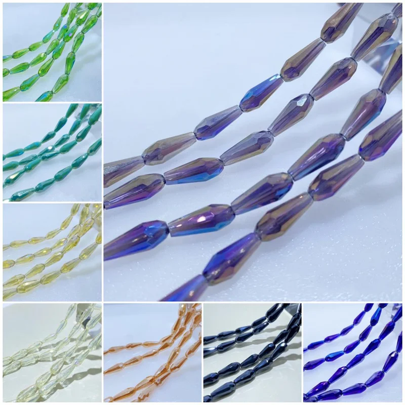 3/4/6mm kropla wody fasetowane austriackie kryształowe koraliki Teardrop szklane koraliki luźne koraliki dystansowe do tworzenia biżuterii DIY akcesoria