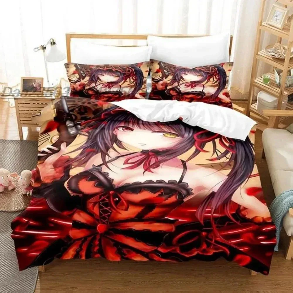 Anime Date A Live Kurumi Tokisaki Bedding Set Boys Girls Twin Queen Size Duvet Cover Pillowcase Bed Kids Adult Customizable