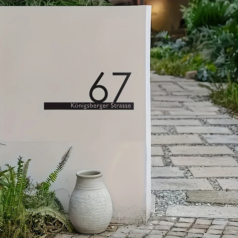 Customizable Large Modern Minimalist Style Metal Door Number Plaque Wall Hanging for Villa Estate Hotel - Durable No-Battery Art