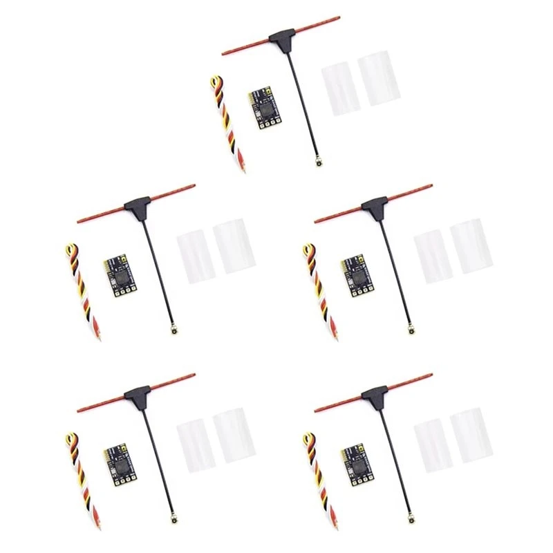 WOWFU-5PCS ELRS Receiver 2.4Ghz NANO Expresslrs Receiver CRSF With T-Type Antenna For RC FPV Traversing Drones Parts