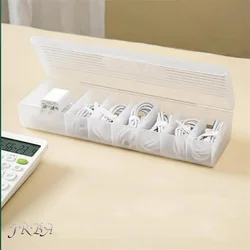 1Pc Transparent Data Cable Storage Box Plastic Data Line Storage Container for Desk Headset Stationery Multifunctional Storage
