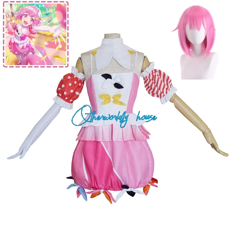 女性のための素晴らしいランドショールームタイムootori emuコスプレコスチューム、カラフルなステージドレス、素敵なロールプレイウィッグ、ピンクのスーツ、女の子のギフト